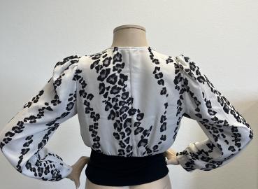 Rinascimento Bluse Weiß mit schwarzem Leoprint